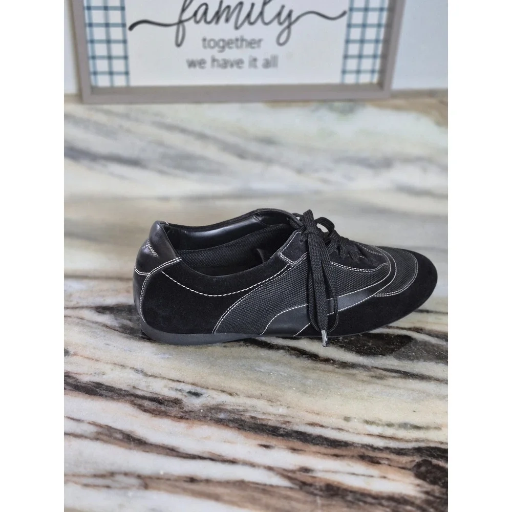 Salvatore Ferragamo Black Suede Mesh Sneakers SL 03625 Italian Womens 7 B